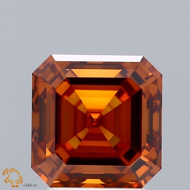 3.15 Ct. Fancy Vivid Orange Asscher Lab Grown Diamond