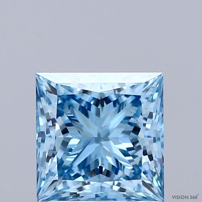 1.64 Ct. Fancy Vivid Blue Princess Lab Grown Diamond