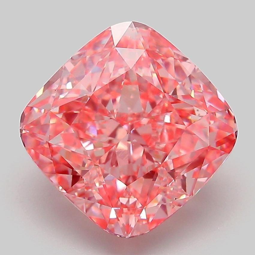 5.37 Ct. Fancy Vivid Pink Cushion Lab Grown Diamond