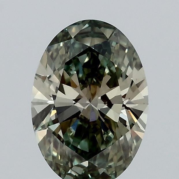 0.96 Ct. Fancy Vivid Green Oval Lab Grown Diamond