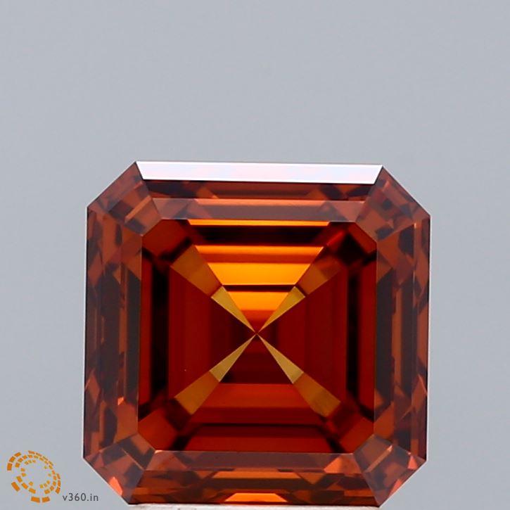 3.01 Ct. Fancy Orange Asscher Lab Grown Diamond