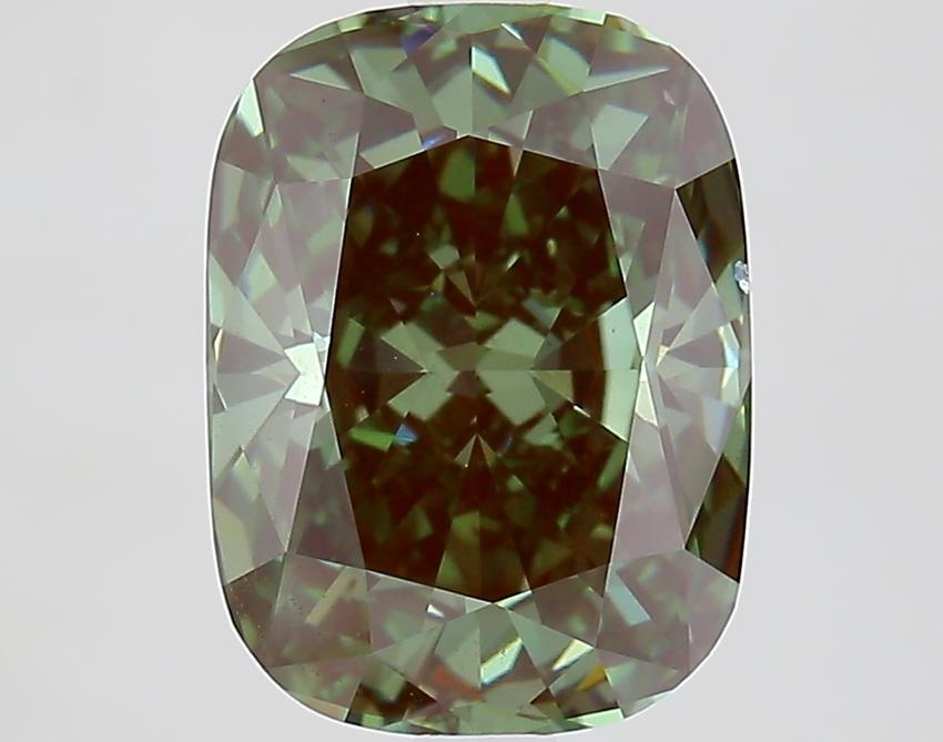 3.84 Ct. Fancy Deep Green Cushion Lab Grown Diamond