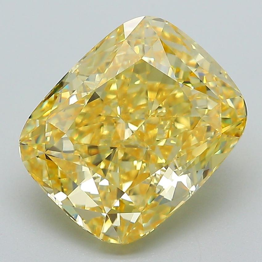 5.32 Ct. Fancy Vivid Yellow Cushion Lab Grown Diamond