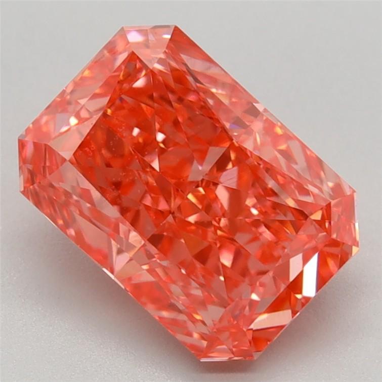 2.46 Ct. Fancy Vivid Orangy Pink Radiant Lab Grown Diamond