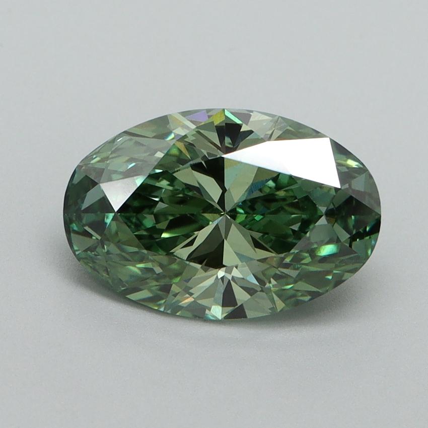 2.02 Ct. Fancy Vivid Green Oval Lab Grown Diamond