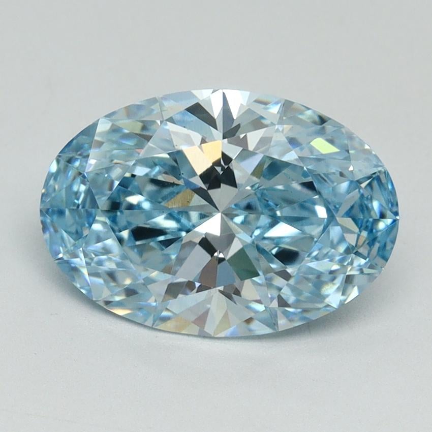 2.57 Ct. Fancy Vivid Blue Oval Lab Grown Diamond