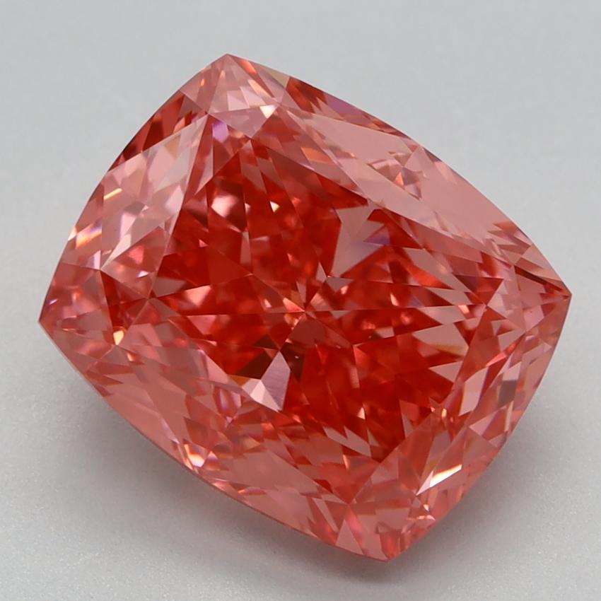 4.31 Ct. Fancy Vivid Pink Cushion Lab Grown Diamond