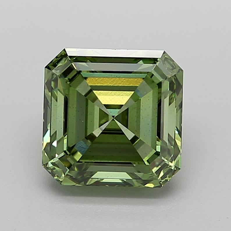 4.00 Ct. Fancy Vivid  Green Asscher Lab Grown Diamond
