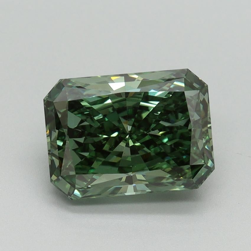 3.06 Ct. Fancy Vivid Pacific Green Radiant Lab Grown Diamond