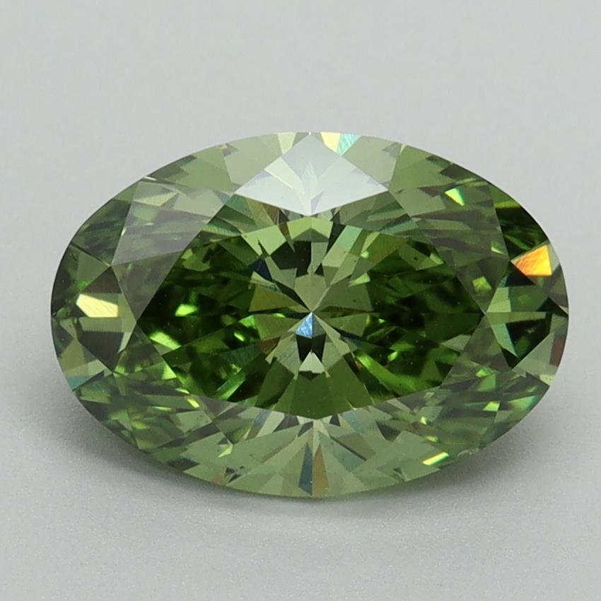 2.03 Ct. Fancy Vivid Green Oval Lab Grown Diamond