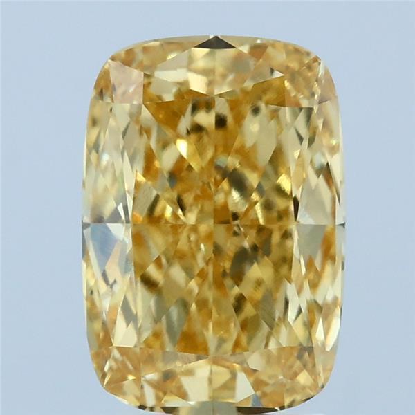 3.01 Ct. Fancy Vivid Yellow Cushion Lab Grown Diamond