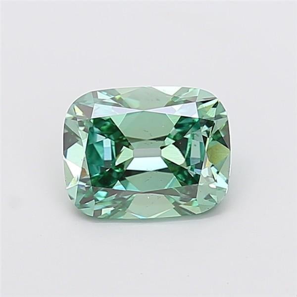 2.03 Ct. Fancy Vivid Green Cushion Lab Grown Diamond