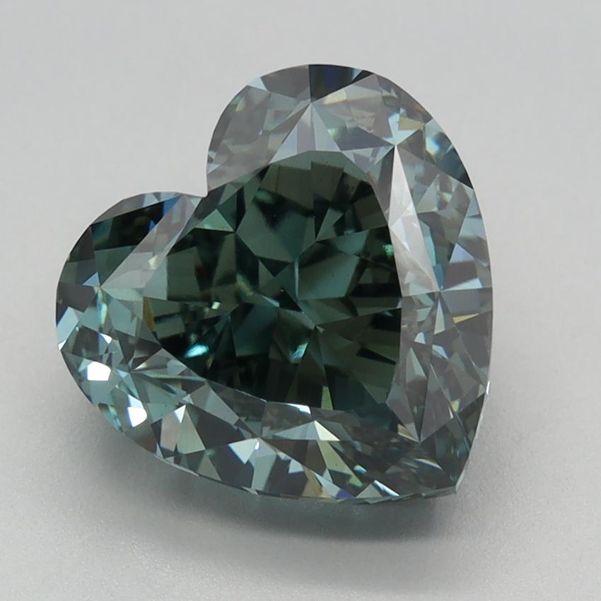 3.81 Ct. Fancy Vivid Bluish Green Heart Lab Grown Diamond