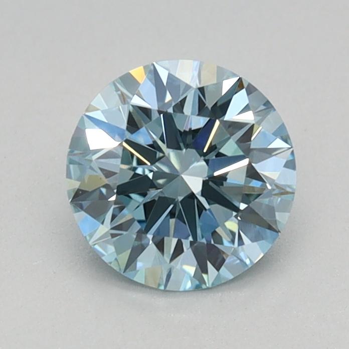 0.59 Ct. Fancy Vivid Greenish Blue Round Lab Grown Diamond