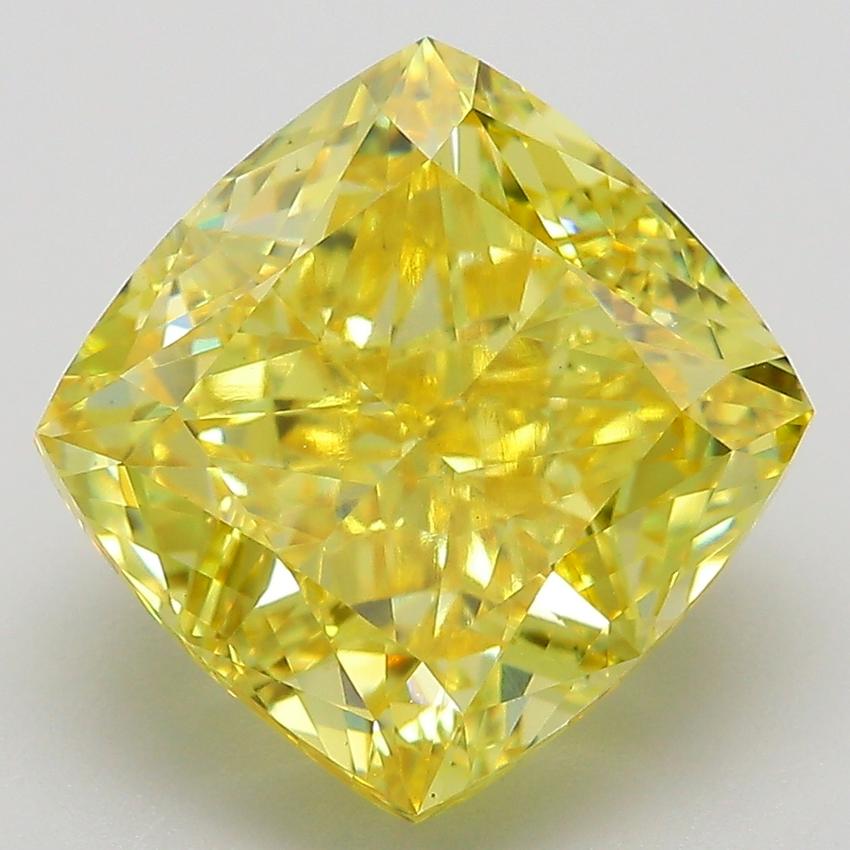 7.51 Ct. Fancy Vivid  Yellow Cushion Lab Grown Diamond