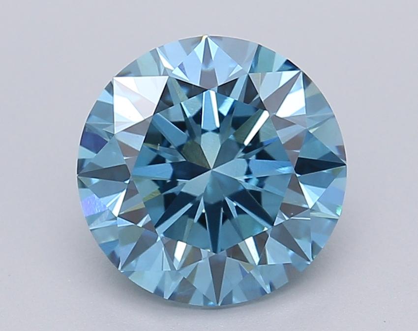 1.97 Ct. Fancy Vivid Blue Round Lab Grown Diamond