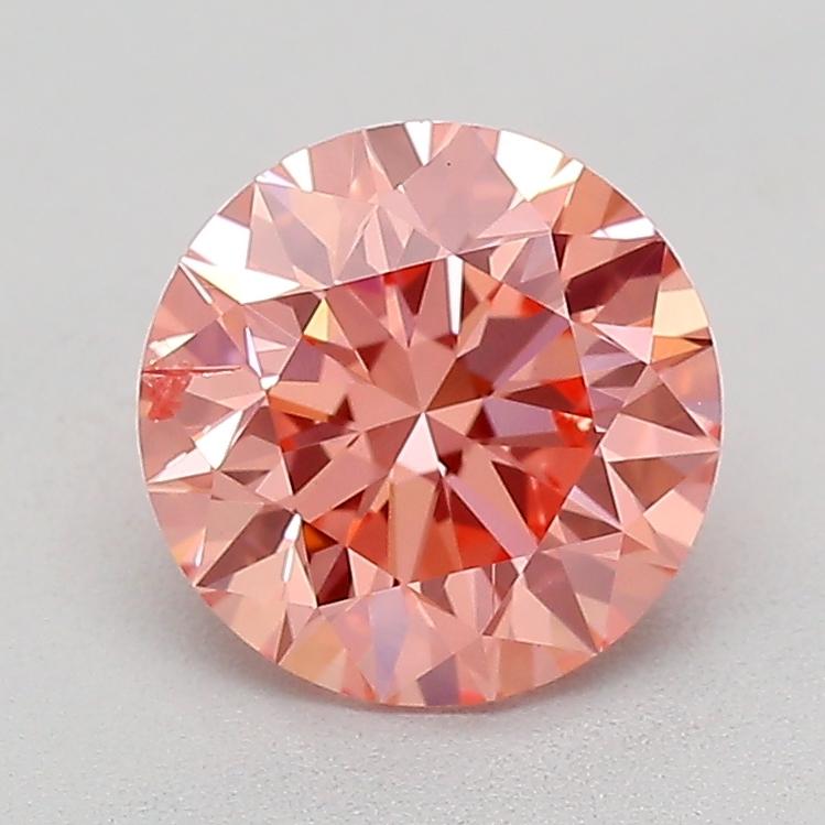 0.84 Ct. Fancy Vivid Orangy Pink Round Lab Grown Diamond