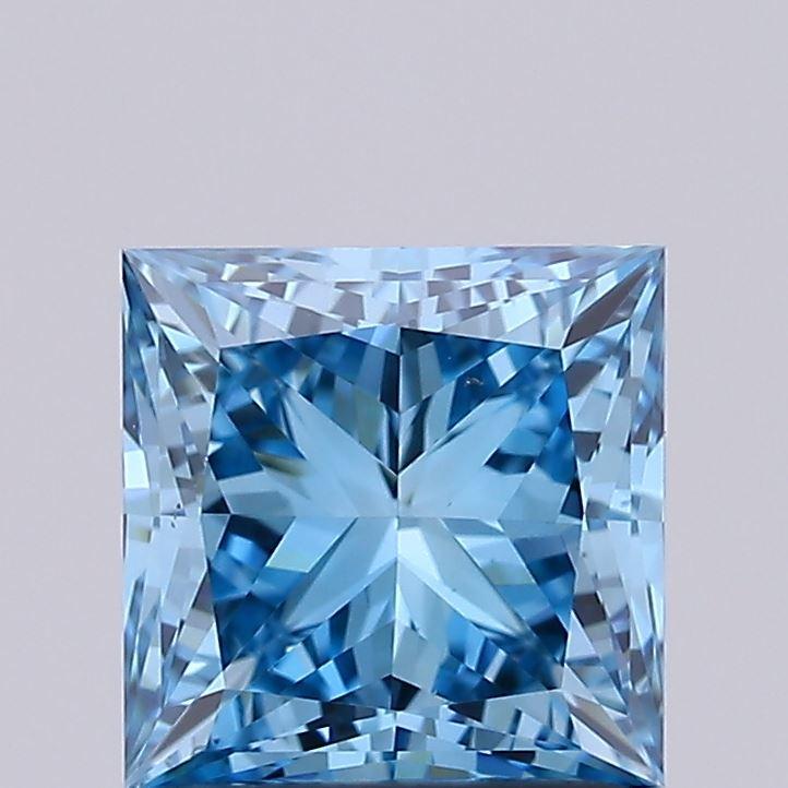 1.51 Ct. Fancy Vivid  Blue Princess Lab Grown Diamond