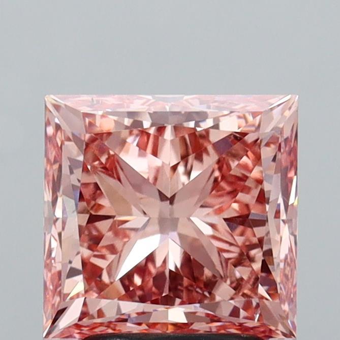 3.04 Ct. Fancy Vivid Brownish Pink Princess Lab Grown Diamond