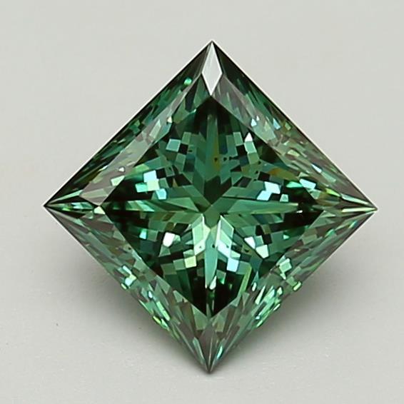 1.82 Ct. Fancy Vivid  Green Princess Lab Grown Diamond