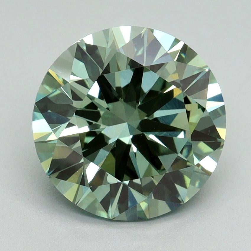 3.02 Ct. Fancy Vivid Green Round Lab Grown Diamond