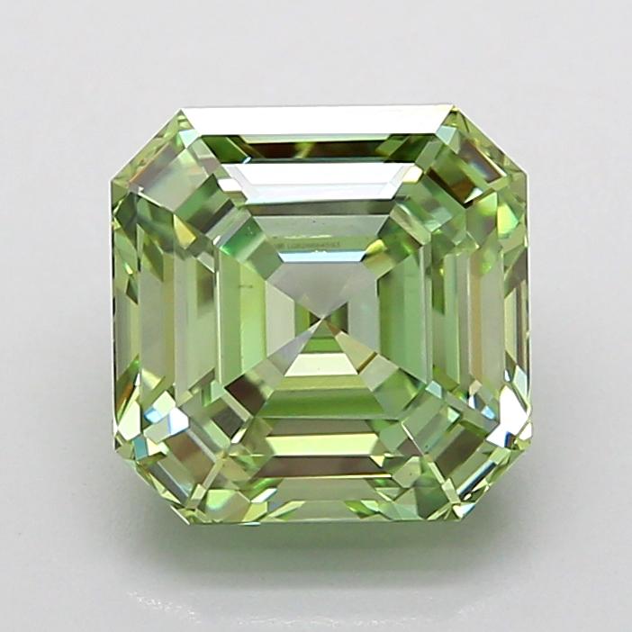 3.01 Ct. Fancy Vivid  Green Asscher Lab Grown Diamond