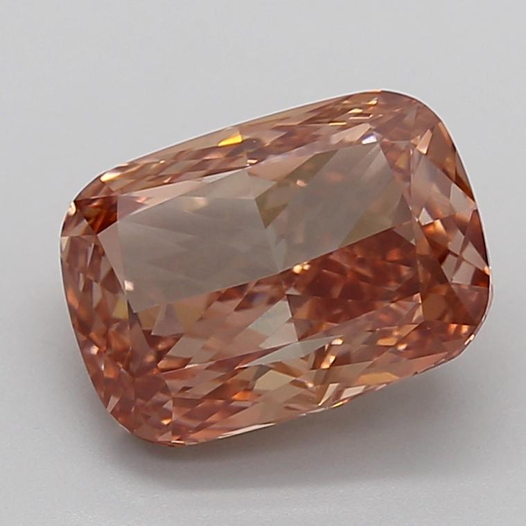 5.51 Ct. Fancy Vivid Brownish Pink Cushion Lab Grown Diamond
