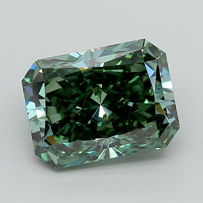4.08 Ct. Fancy Vivid  Green Radiant Lab Grown Diamond