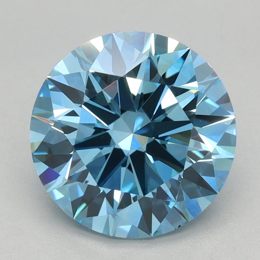 2.14 Ct. Fancy Vivid Blue Round Lab Grown Diamond