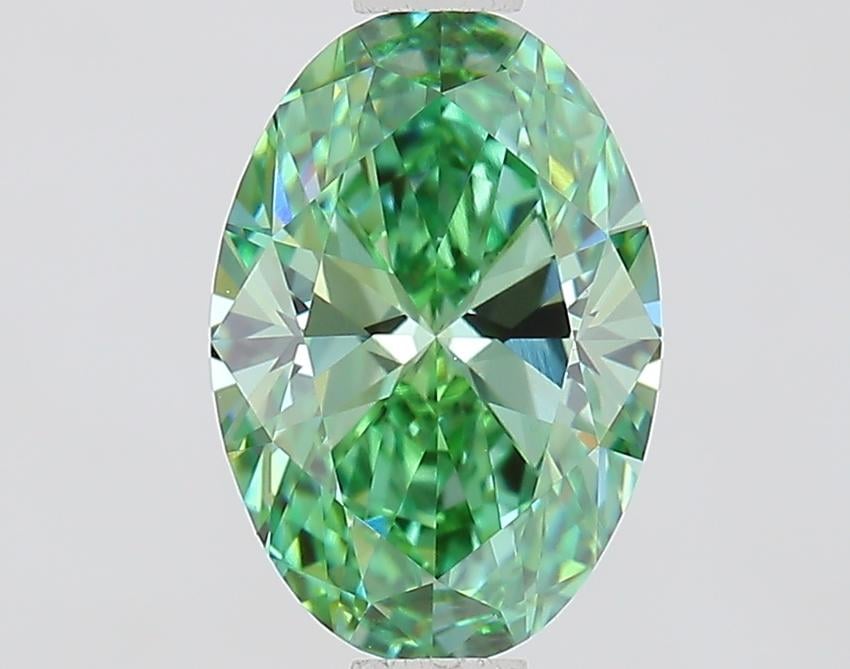 1.00 Ct. Fancy Vivid Green Oval Lab Grown Diamond