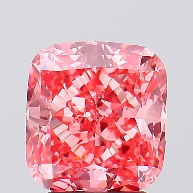 3.11 Ct. Fancy Vivid  Pink Cushion Lab Grown Diamond
