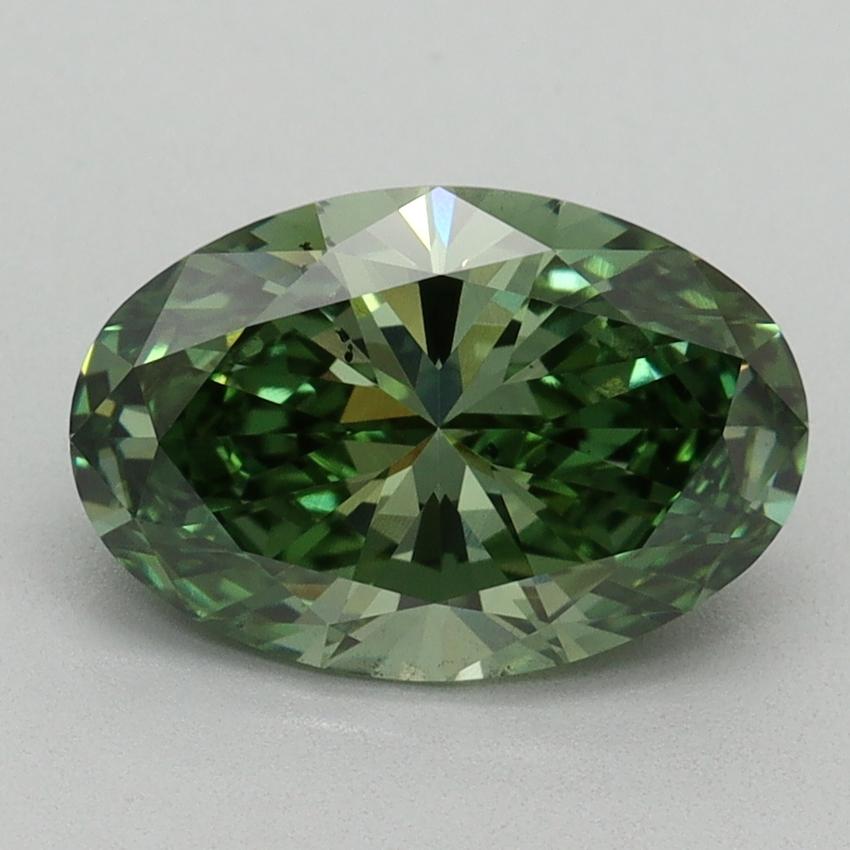 2.12 Ct. Fancy Vivid Green Oval Lab Grown Diamond