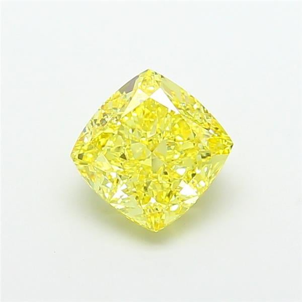 4.01 Ct. Fancy Vivid Yellow Cushion Lab Grown Diamond