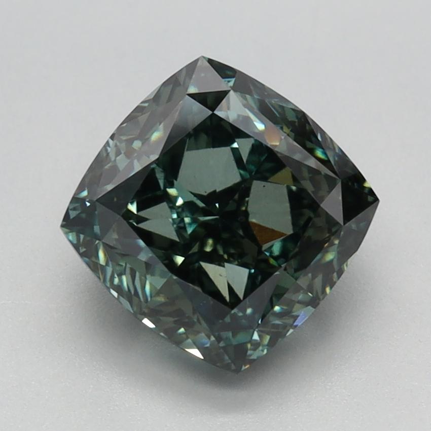 2.23 Ct. Fancy Green Cushion Lab Grown Diamond