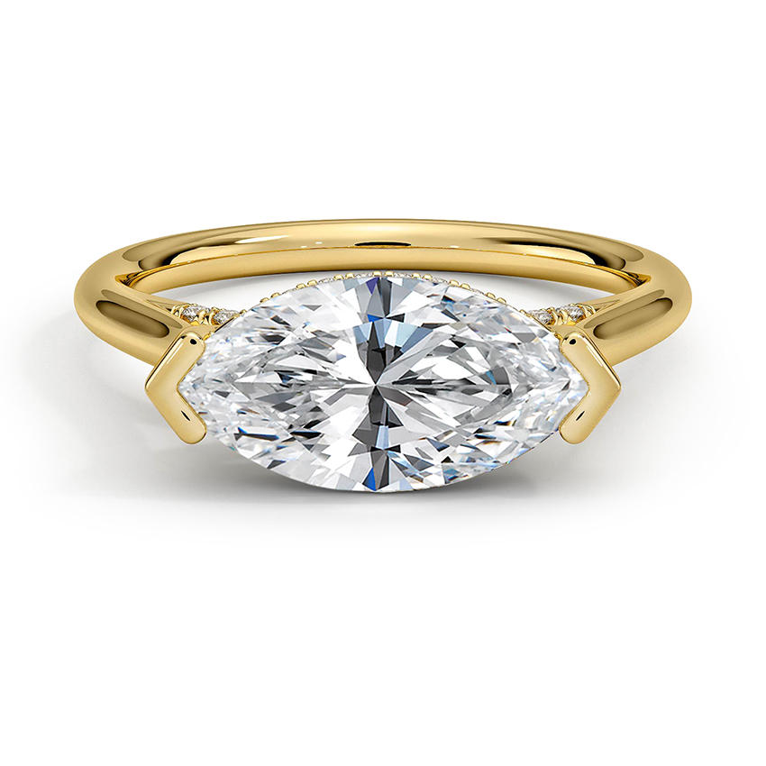 Custom Marquise Half Bezel Hidden Halo Ring