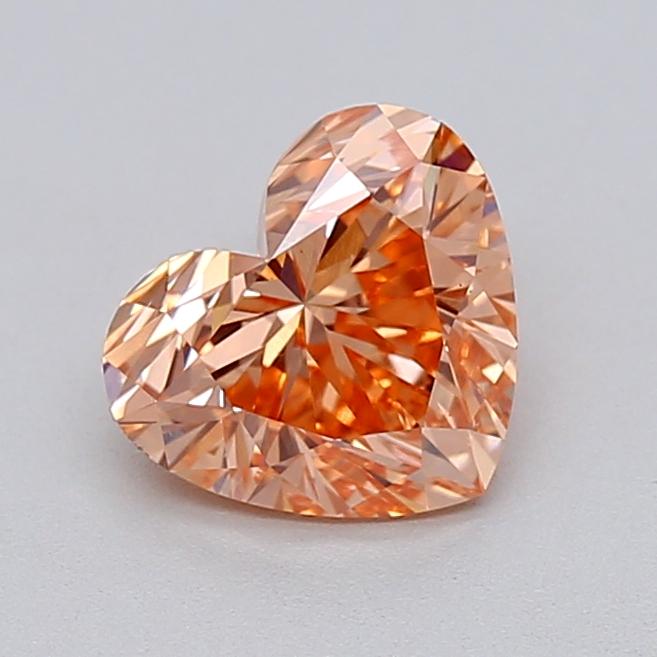 1.02 Ct. Fancy Intense Pinkish Orange Heart Lab Grown Diamond