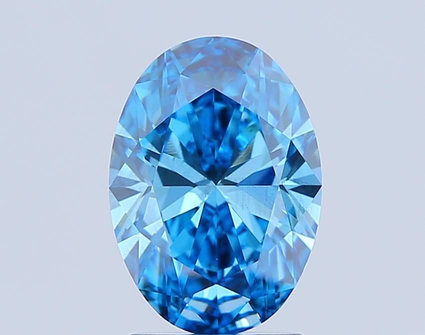 2.03 Ct. Fancy Vivid Blue Oval Lab Grown Diamond