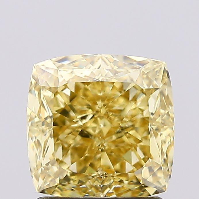 1.51 Ct. Fancy Vivid Yellow Cushion Lab Grown Diamond