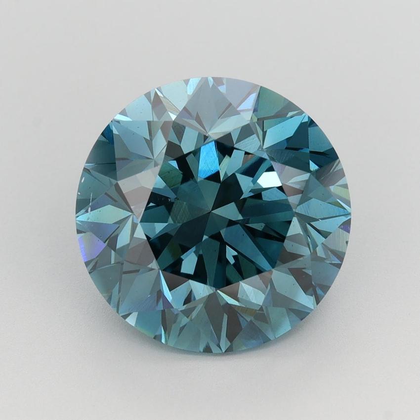 8.02 Ct. Fancy Vivid Greenish Blue Round Lab Grown Diamond