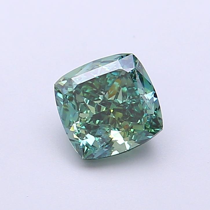 1.19 Ct. Fancy Vivid Green Cushion Lab Grown Diamond