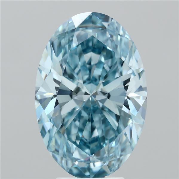 5.53 Ct. Fancy Vivid Blue Oval Lab Grown Diamond
