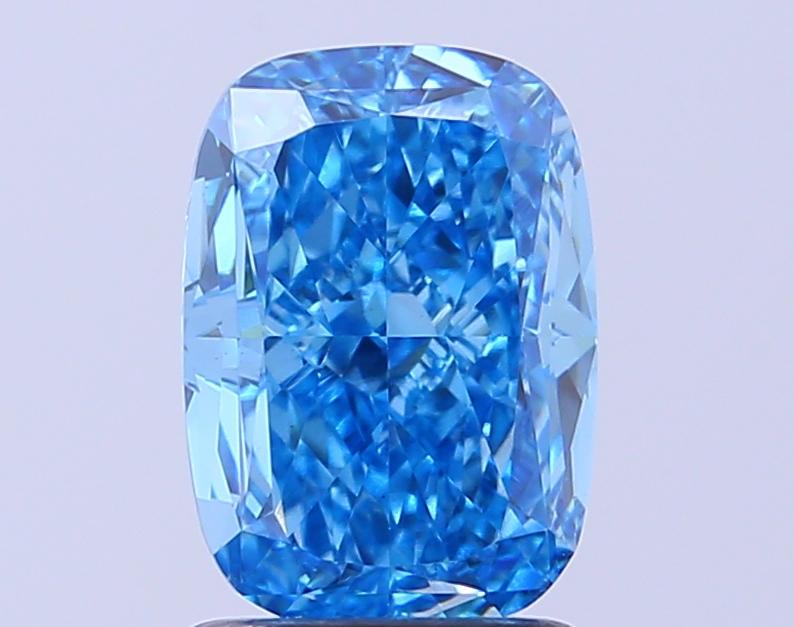 2.03 Ct. Fancy Vivid  Blue Cushion Lab Grown Diamond