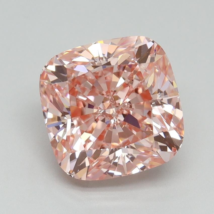 4.01 Ct. Fancy Vivid Pink Cushion Lab Grown Diamond