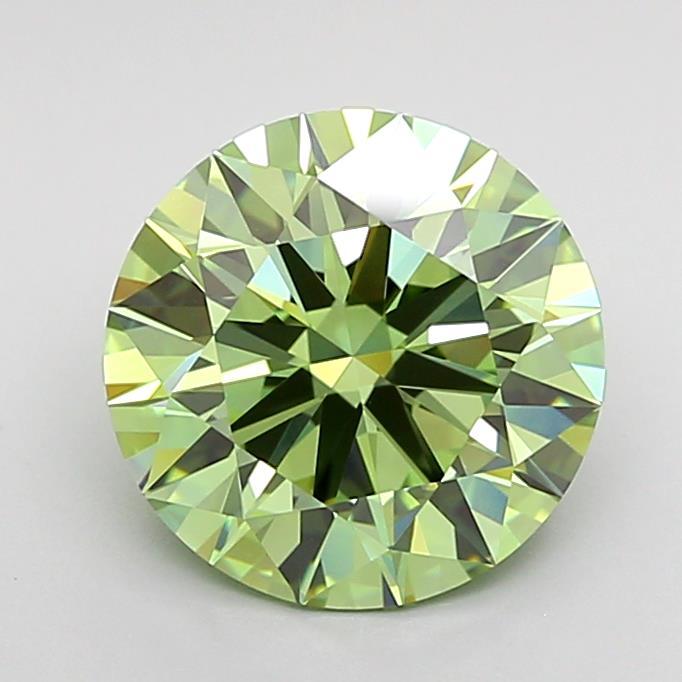 2.04 Ct. Fancy Vivid Green Round Lab Grown Diamond