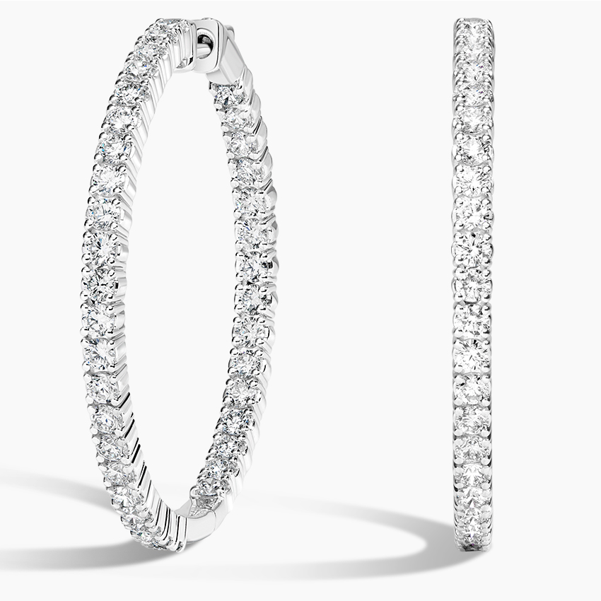 thumbnail image 2 of Men's Lab Simulated Diamond Hoop Earrings – 8mm Sterling Silver, Gold Tone, 0.75 CTW 2 of 5
