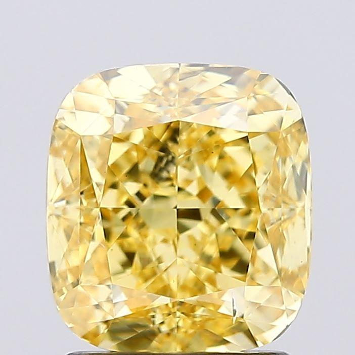 1.81 Ct. Fancy Vivid Yellow Cushion Lab Grown Diamond