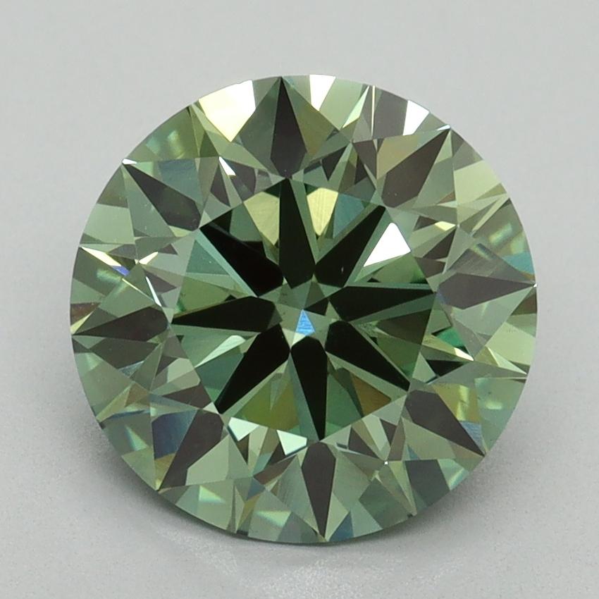 3.03 Ct. Fancy Vivid Green Round Lab Grown Diamond
