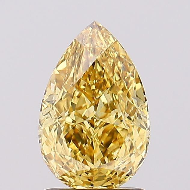 1.59 Ct. Fancy Vivid  Yellow Pear Lab Grown Diamond