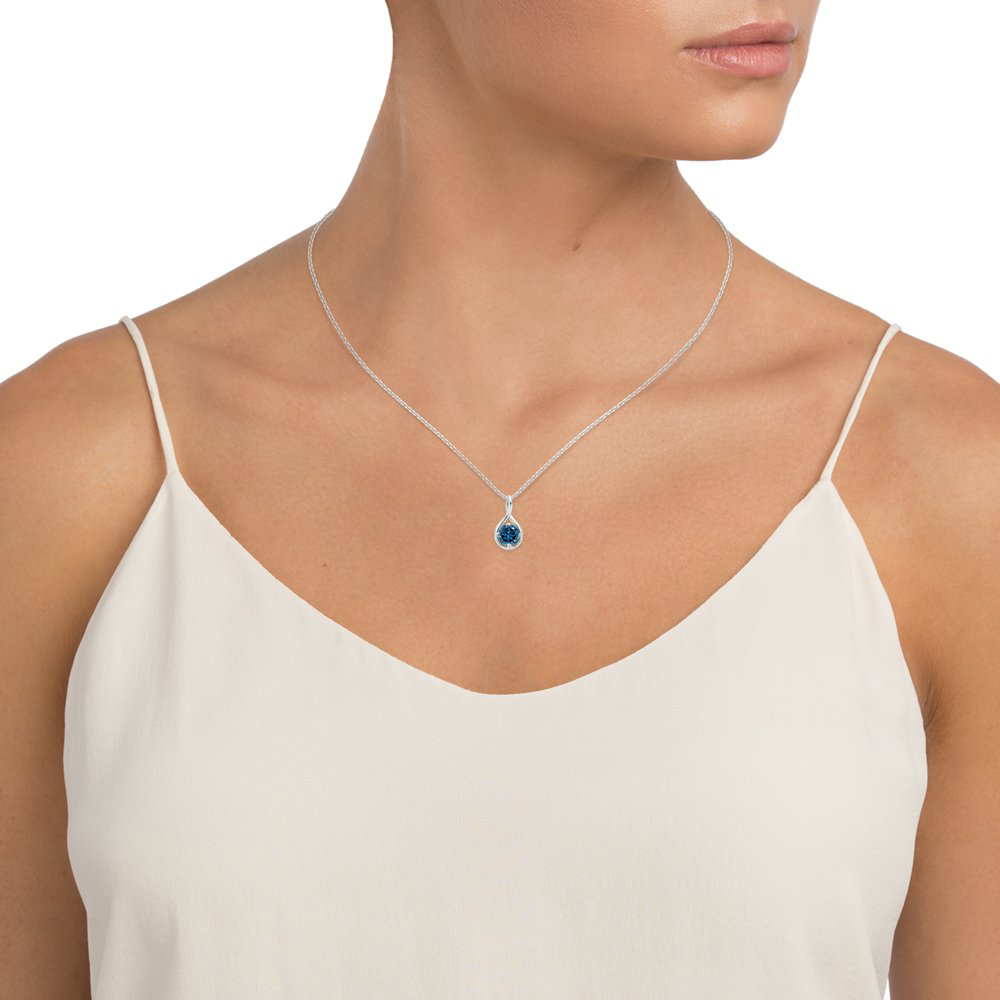 Johareez 2.52 cts London Blue Topaz & White Topaz .925 Sterling Silver Rhodium Plated Pendant for Women Johareez 2.52 cts London Blue Topaz & White Topaz .925 Sterling Silver Rhodium Plated Pendant for Women