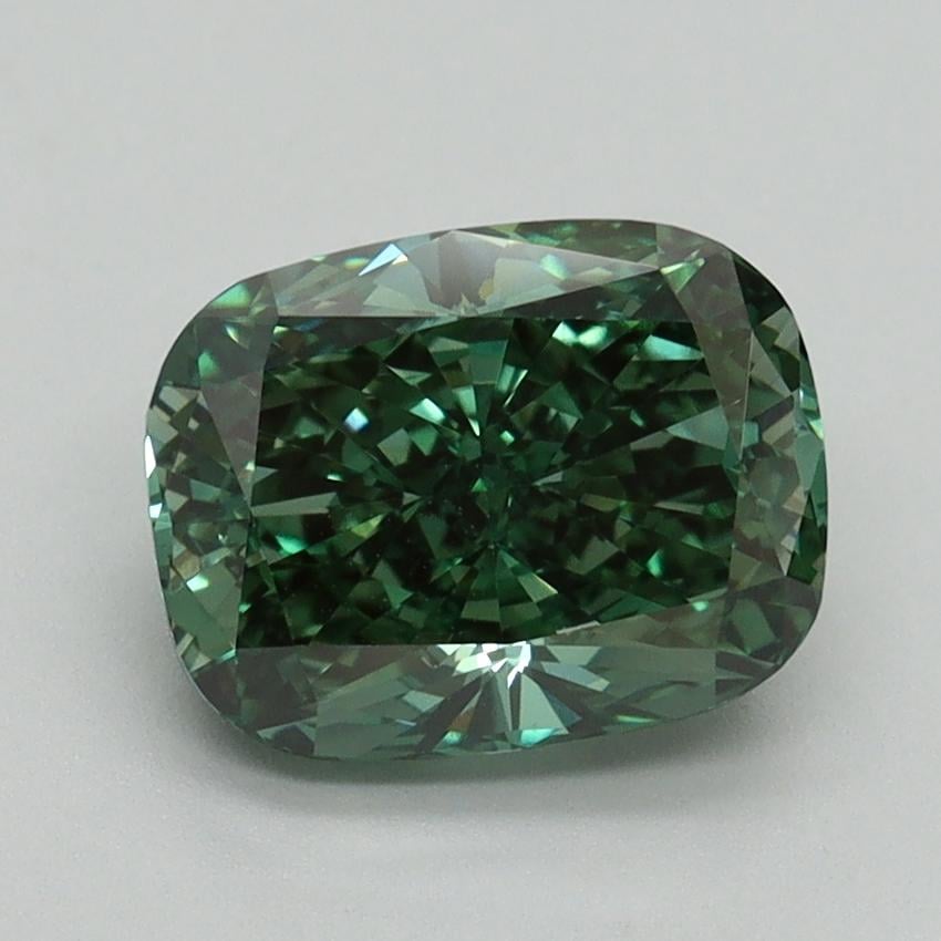 2.07 Ct. Fancy Vivid Green Cushion Lab Grown Diamond